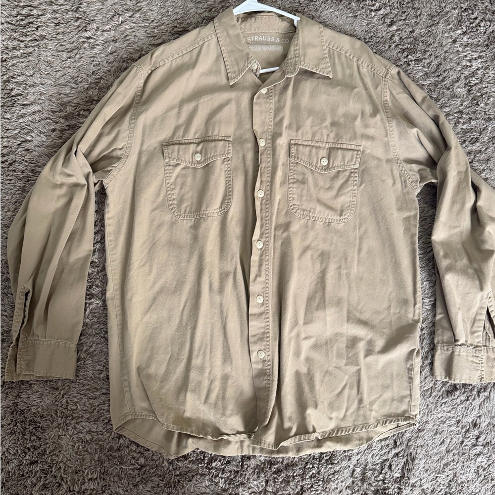 Levi's Two Horse Brand Beige Button-Up Shirt L